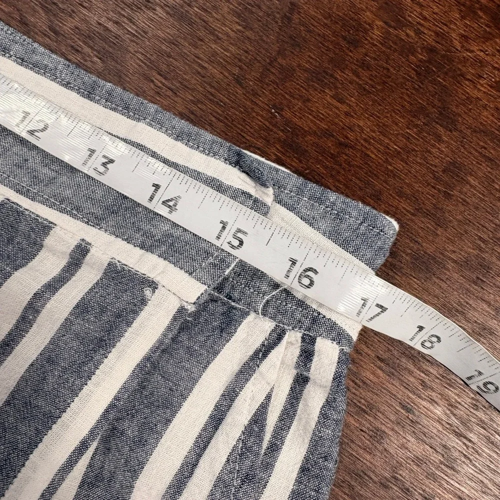 Gap Linen Stripe Wrap Midi Skirt Size M Academia Coastal Preppy Nautical Pockets